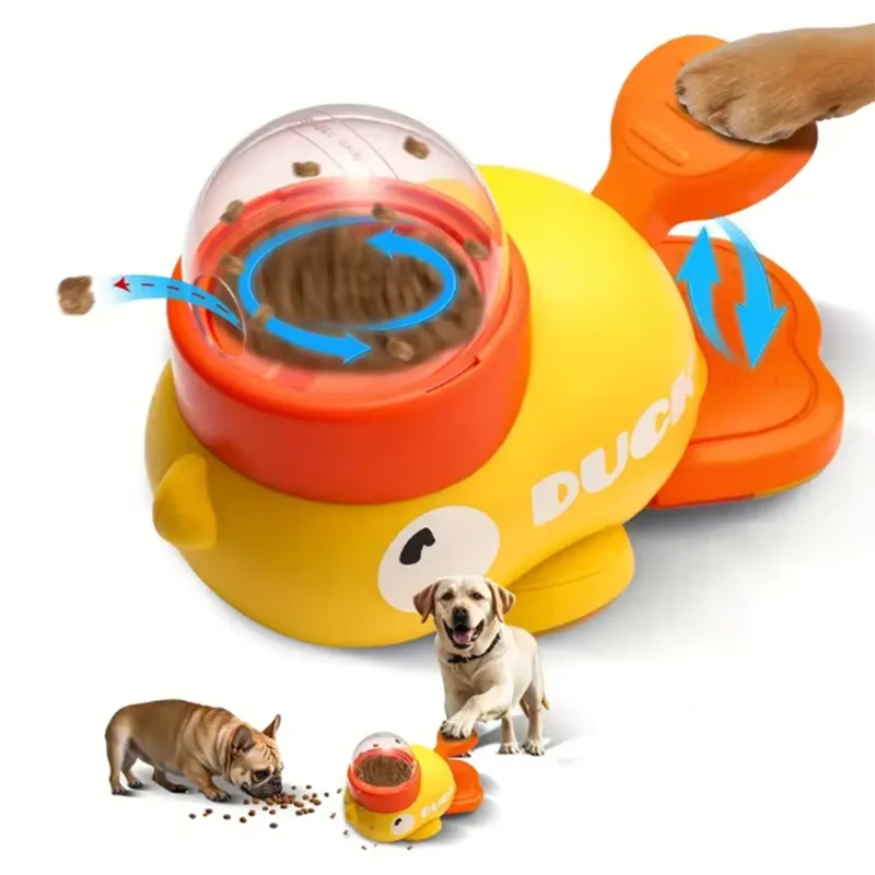 Dog, cat, pet feeder, little yellow duck