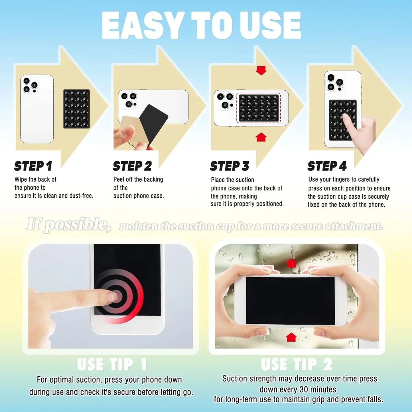 Silicone Suction Cup Phone Holder Mount Double-Sided