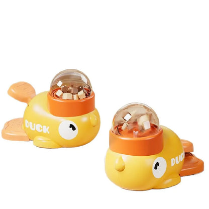 Dog, cat, pet feeder, little yellow duck